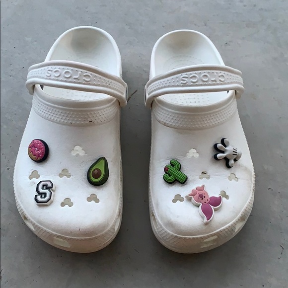 crocs white with charms